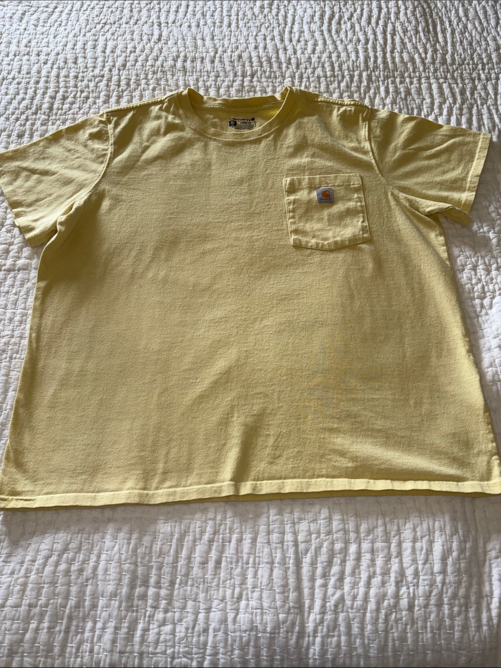 Carhartt Boy’s Short-Sleeve Pocket Tee in Pale Yellow EUC XXL